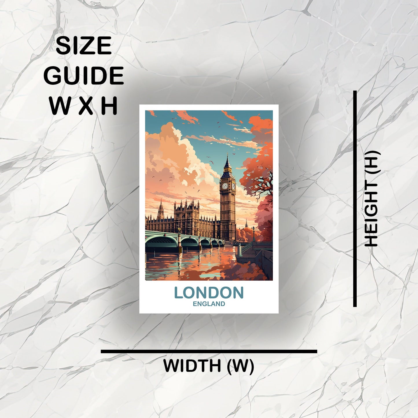 London Travel Art Sticker, London Travel Art, England Sticker, Big Ben Travel Sticker Art, England Travel Sticker Art | T2EU_ENLO3_S