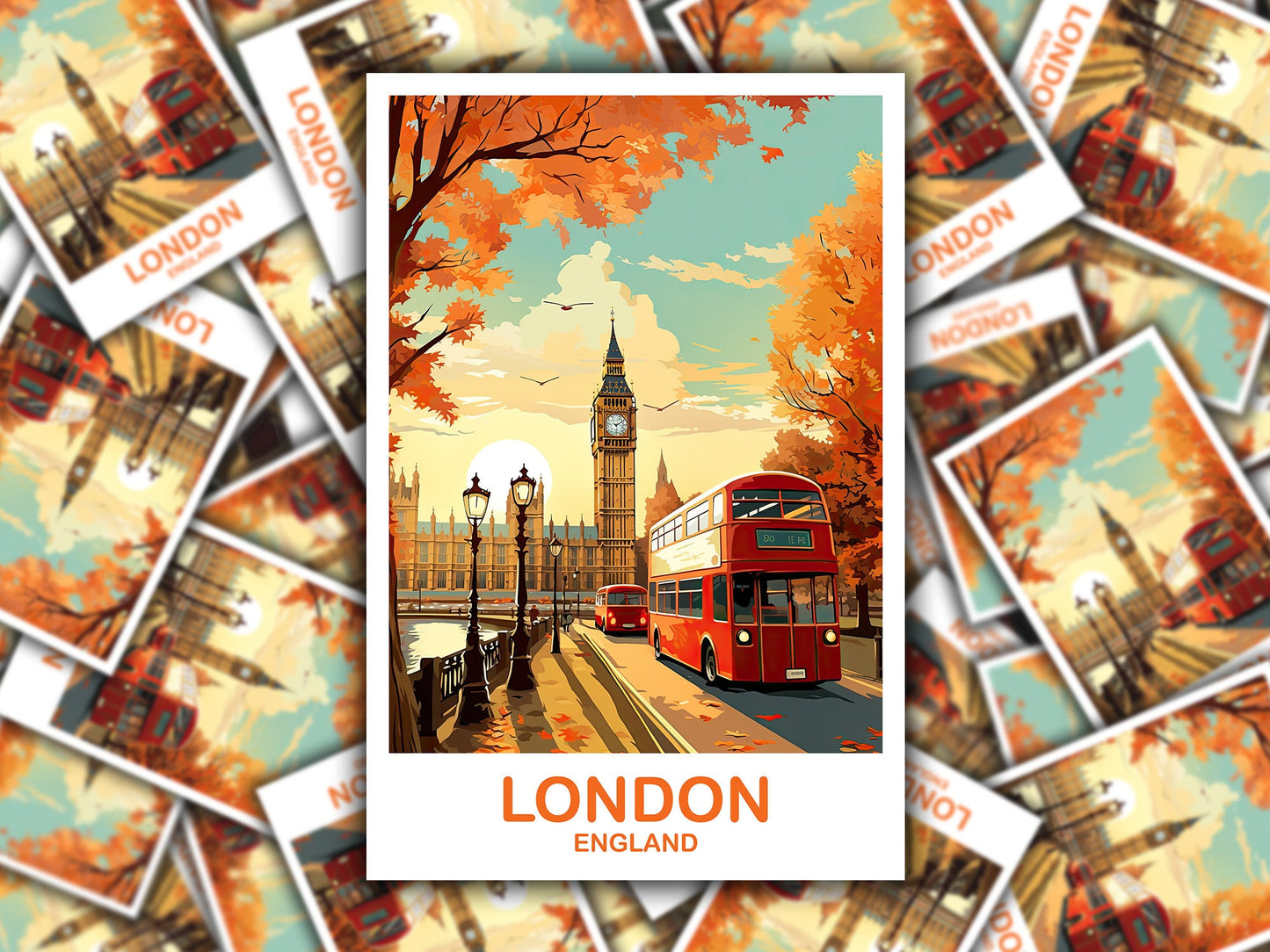 London Travel Art Sticker, London Travel Art, England Sticker, Big Ben Travel Sticker Art, England Travel Sticker Art | T2EU_ENLO4_S