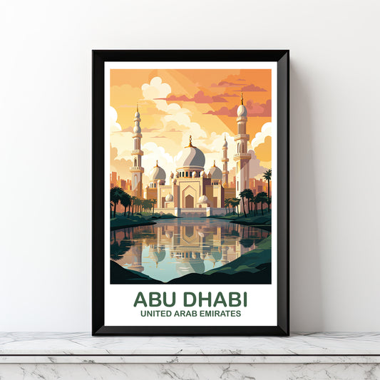 Abu Dhabi Travel Wall Art, Digital Abu Dubai Travel Art, Art, City Skyline Wall Art, Vibrant Sunset, Digital Travel Wall Art | DT2AS_UAEAD1
