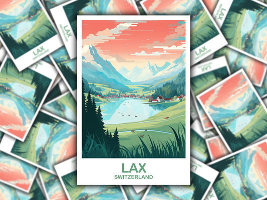 LAX Travel Sticker Art, LAX Switzerland Sticker Art, Switzerland Art Sticker, City Skyline Sunset Art Sticker | T2EU_SWLA2_S