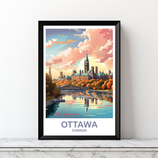 Ottawa Travel Wall Print, Digital Ontario Travel Wall Art, Printable Ottawa Wall Art Poster, Canadian Parliament Hill | DT2NA_ONOT2