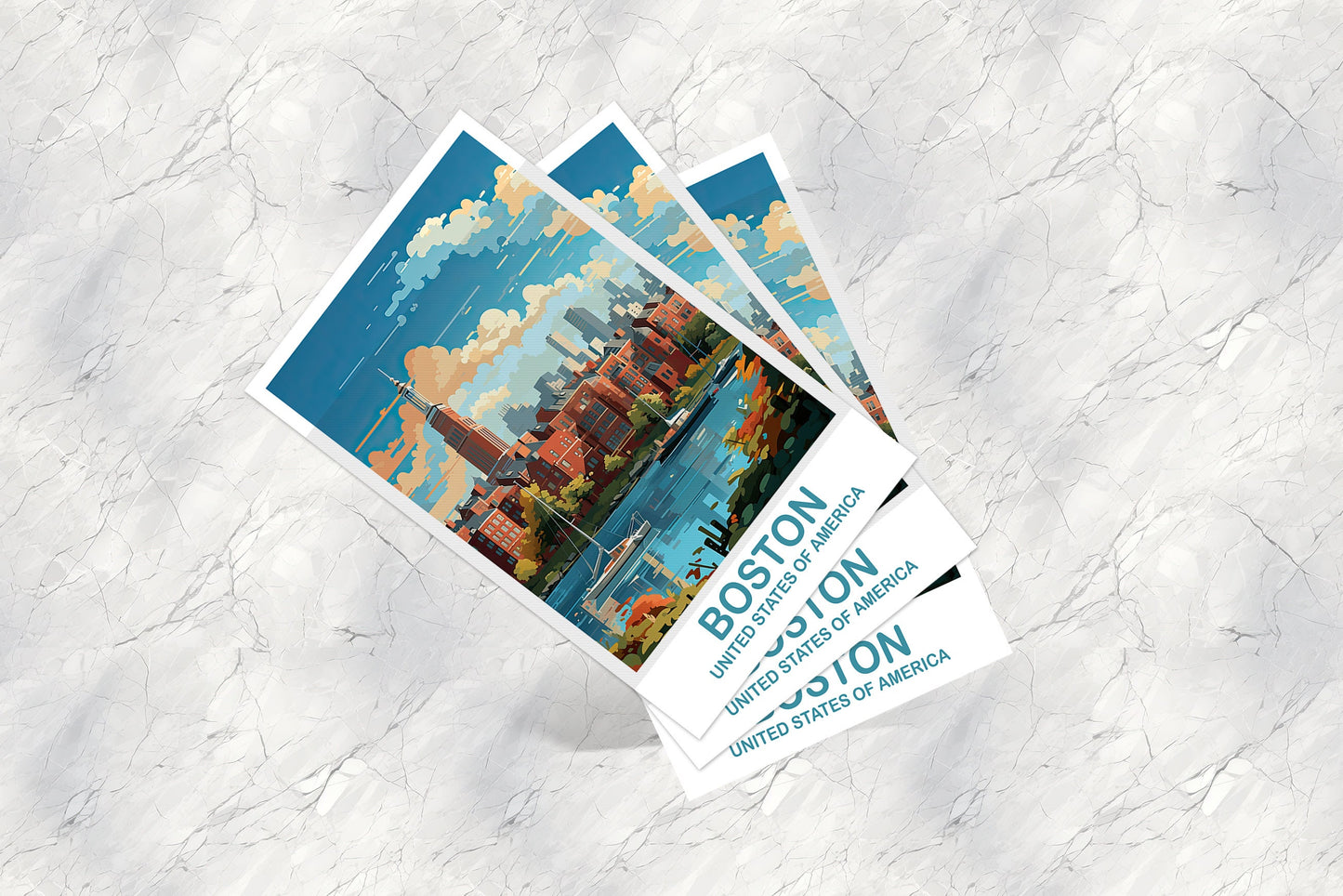 Boston Massachusetts Travel Postcard, Boston Wall Art Postcard, City Skyline, Boston Travel Art, Boston Travel Postcard | T2NA_MABO1_P