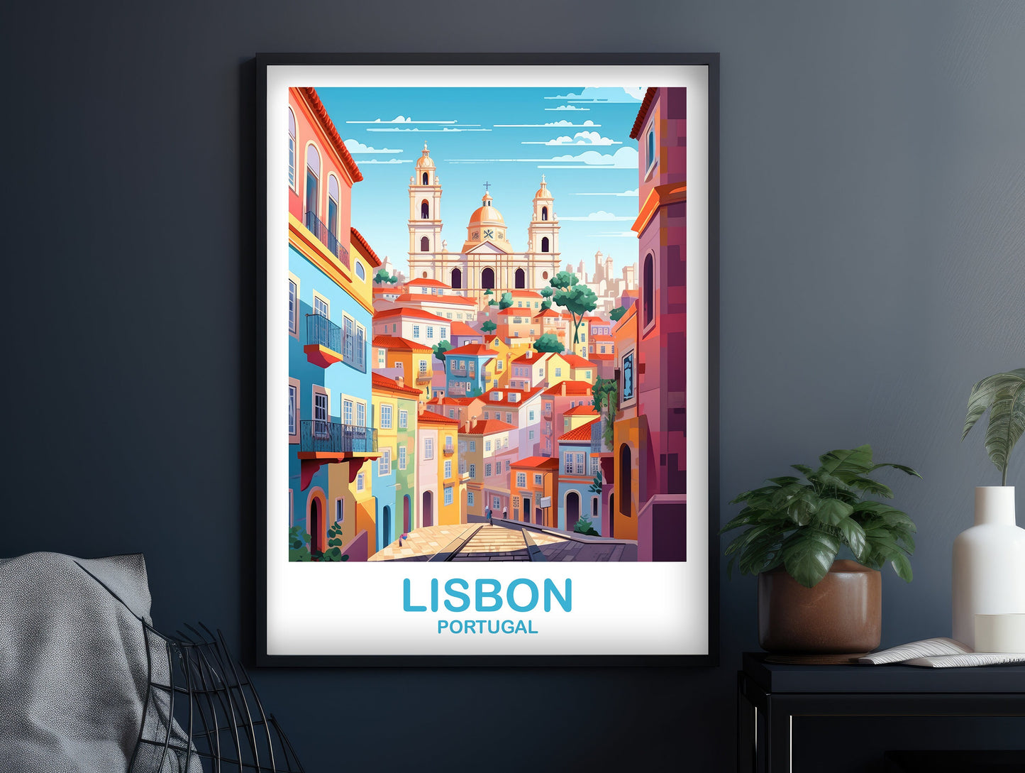 Lisbon Travel Wall Art, Portugal Travel Art, Lisbon Wall Art Poster, Europe Travel Art Poster City Skyline Sunset Wall Art | T2EU_POLI1