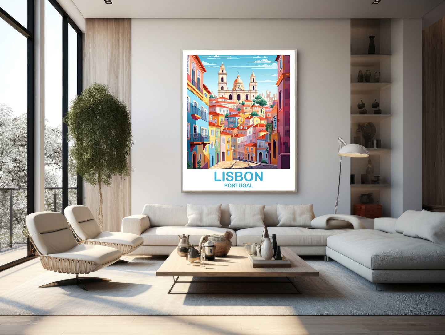 Lisbon Travel Wall Art, Portugal Travel Art, Lisbon Wall Art Poster, Europe Travel Art Poster City Skyline Sunset Wall Art | T2EU_POLI1