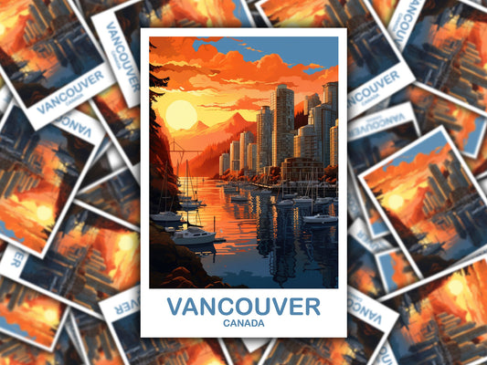 Vancouver BC Travel Sticker, British Columbia Sticker Art, Vancouver Travel Sticker, Travel Art, Vancouver Travel Art | T2NA_BCVA3_S