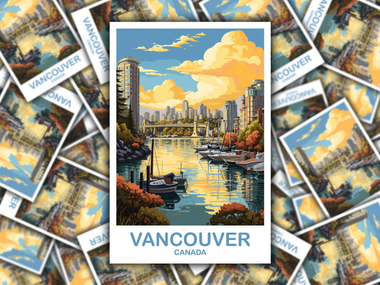 Vancouver BC Travel Sticker, British Columbia Sticker Art, Vancouver Travel Sticker, Travel Art, Vancouver Travel Art | T2NA_BCVA4_S