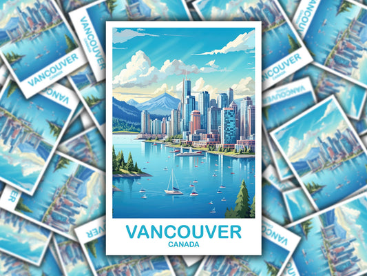 Vancouver BC Travel Sticker, British Columbia Sticker Art, Vancouver Travel Sticker, Travel Art, Vancouver Travel Art | T2NA_BCVA5_S