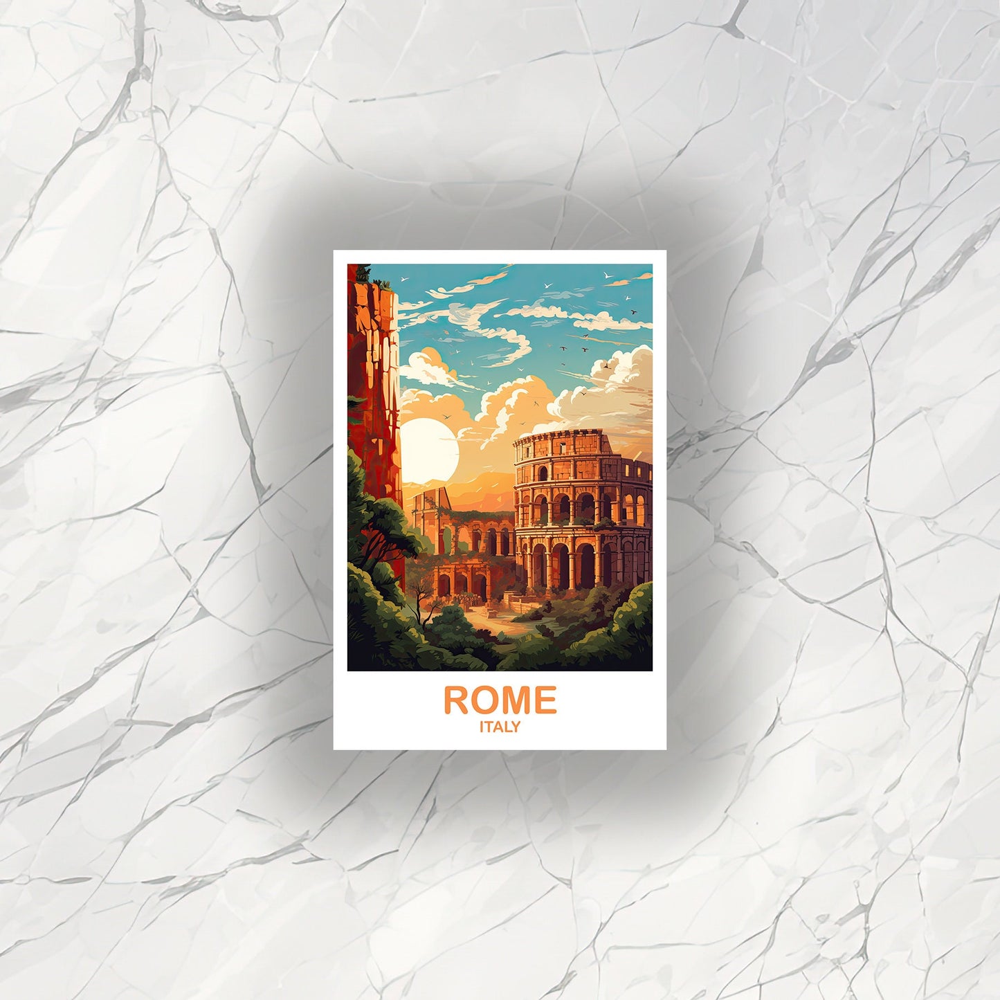 Rome Italy Travel Sticker, Rome Travel Art Sticker, Italy Travel Sticker, Rome Travel Art, Italy Travel Art | T2EU_ITRO2_S
