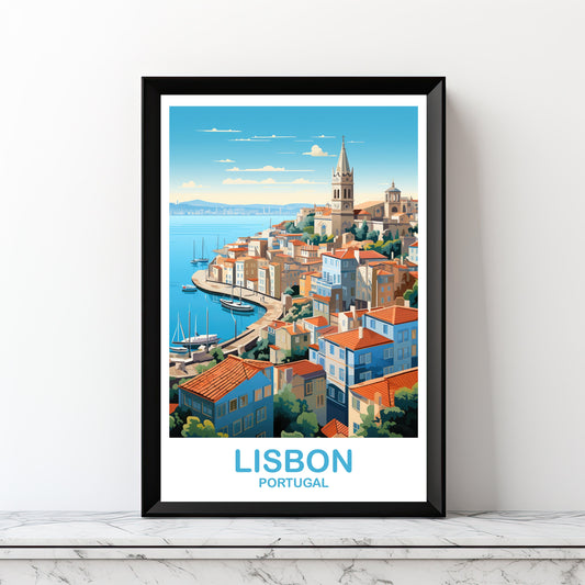 Lisbon Travel Wall Art, Digital Portugal Travel Art, Lisbon Wall Art, Printable Europe Travel Art, City Skyline Sunset Art | DT2EU_POLI2