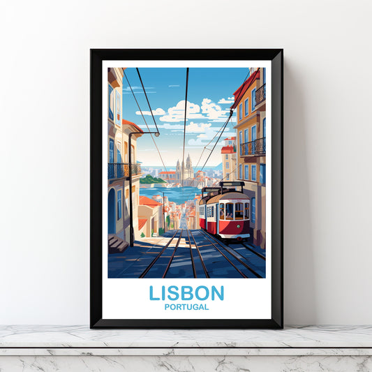 Lisbon Travel Wall Art, Digital Portugal Travel Art, Lisbon Wall Art, Printable Europe Travel Art, City Skyline Sunset Art | DT2EU_POLI3