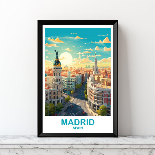 Madrid Travel Wall Art, Spain Travel Art, Digital Madrid Wall Art, Printable Spain Travel Art, City Skyline Sunset Wall Art | DTD2EU_SPMA1
