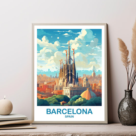 Barcelona Spain Travel Wall Art, Spain Travel Art, Barcelona Wall Art Poster, Spain Travel Art Poster | T2EU_SPBA1