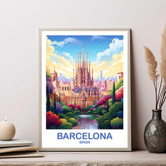 Barcelona Spain Travel Wall Art, Spain Travel Art, Barcelona Wall Art Poster, Spain Travel Art Poster | T2EU_SPBA2