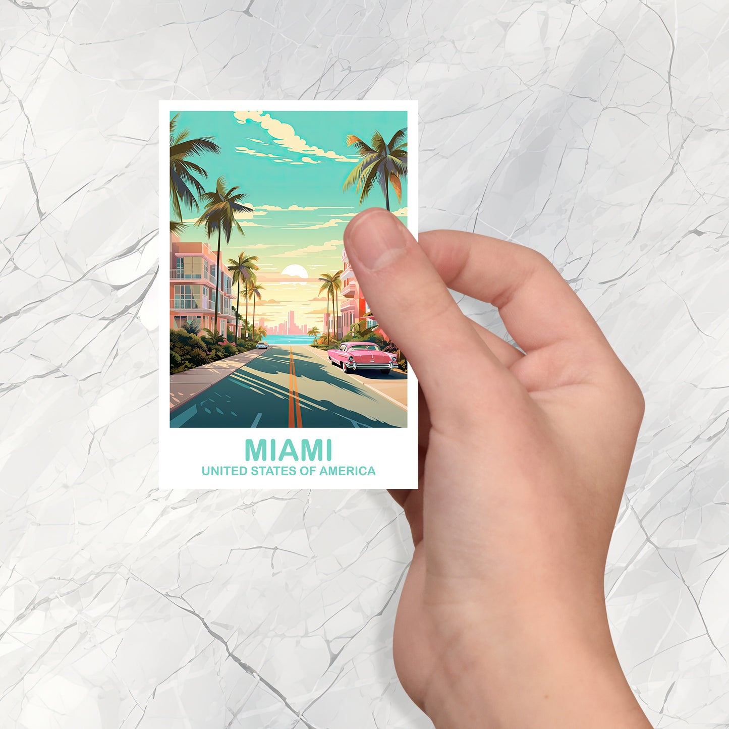 Miami Florida Travel Sticker, Miami Travel Sticker, Florida Art Sticker, City Skyline Art Sticker, Miami Art Sticker | T2NA_FLMI4_S