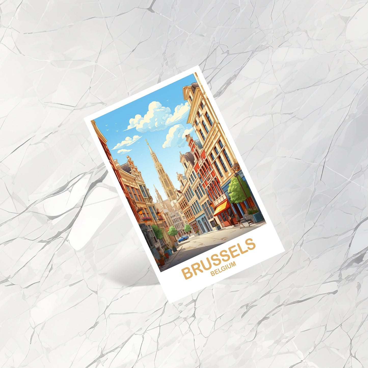 Brussels Travel Art postcard, Belgium Travel Art, Brussels Art Postcard, Belgium Travel Art, Europe Travel Art Postcard | T2EU_BEBR1_P