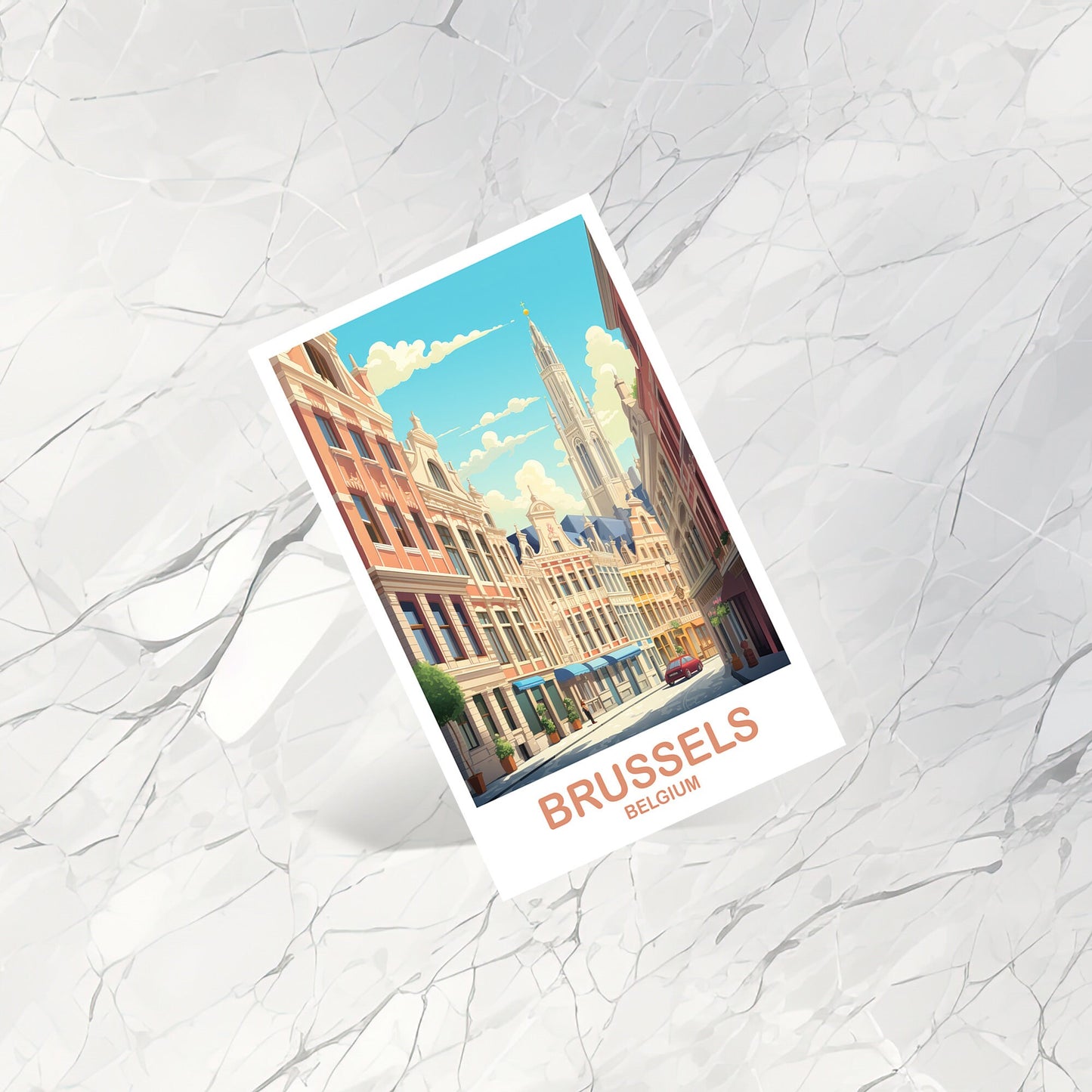 Brussels Travel Art postcard, Belgium Travel Art, Brussels Art Postcard, Belgium Travel Art, Europe Travel Art Postcard | T2EU_BEBR2_P