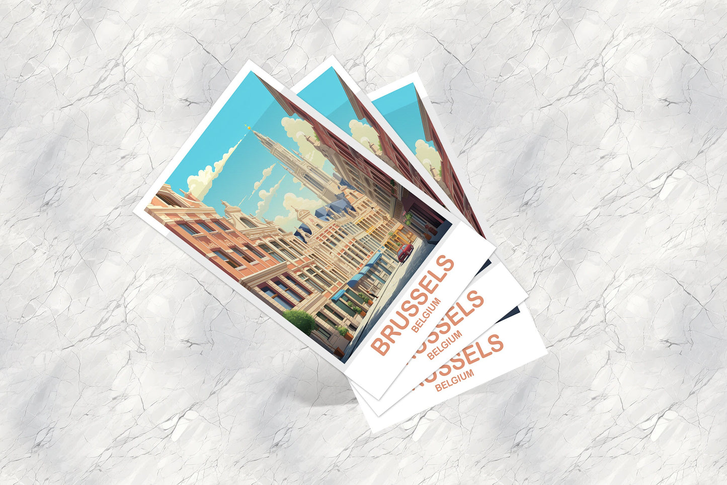 Brussels Travel Art postcard, Belgium Travel Art, Brussels Art Postcard, Belgium Travel Art, Europe Travel Art Postcard | T2EU_BEBR2_P