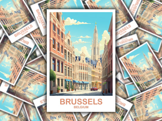 Brussels Travel Sticker Art, Belgium Travel Sticker, Brussels Art Sticker, Belgium Travel Sticker, Europe Travel Sticker | T2EU_BEBR2_S