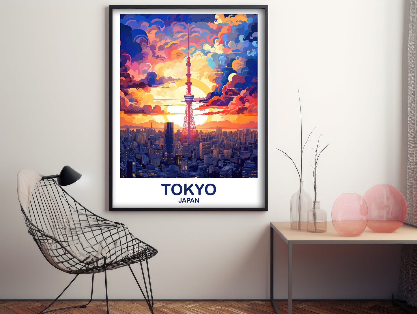 Tokyo Travel Wall Art, Tokyo Skyline, Japan Wall Art Poster, City Skyline Wall Art, Vibrant Sunset, Travel Wall Art | T2AS_JATO1