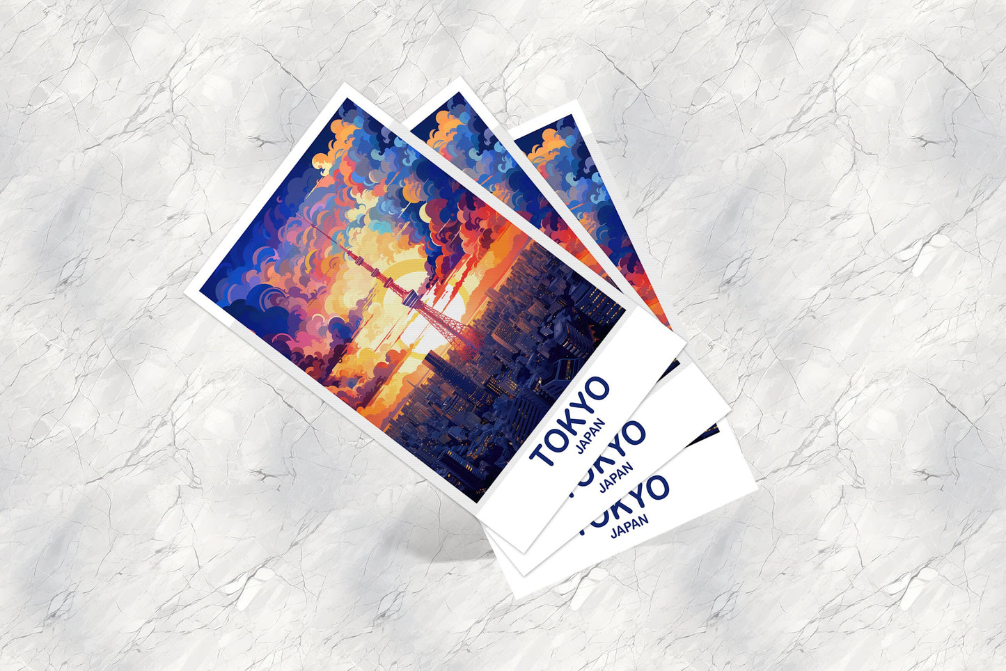 Tokyo Travel Art Postcard, Tokyo Skyline, Japan Wall Art Postcard, City Skyline Postcard, Vibrant Sunset, Travel Postcard | T2AS_JATO1_P