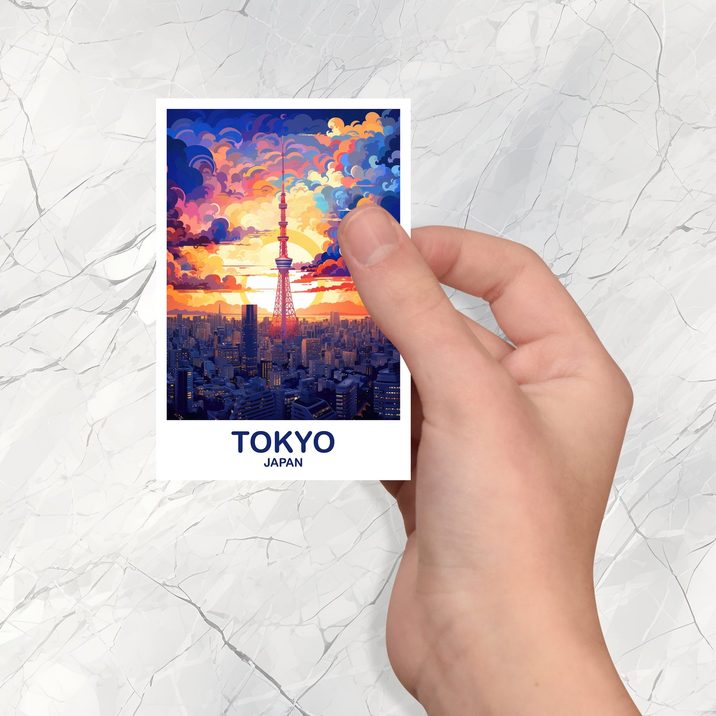 Tokyo Travel Art Sticker, Tokyo Skyline Sticker, Japan Art Sticker, City Skyline Sticker, Vibrant Sunset, Travel Sticker | T2AS_JATO1_S