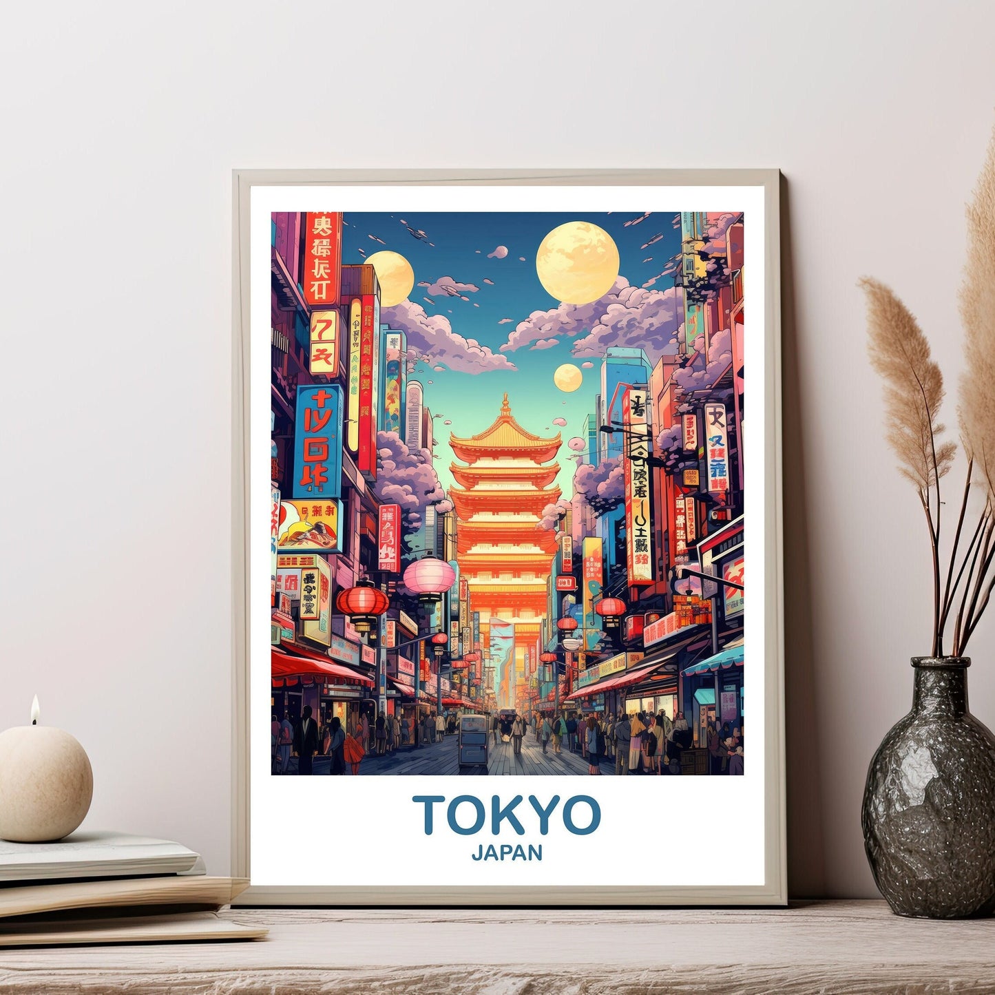 Tokyo Travel Wall Art, Tokyo Skyline, Japan Wall Art Poster, City Skyline Wall Art, Vibrant Sunset, Travel Wall Art | T2AS_JATO2