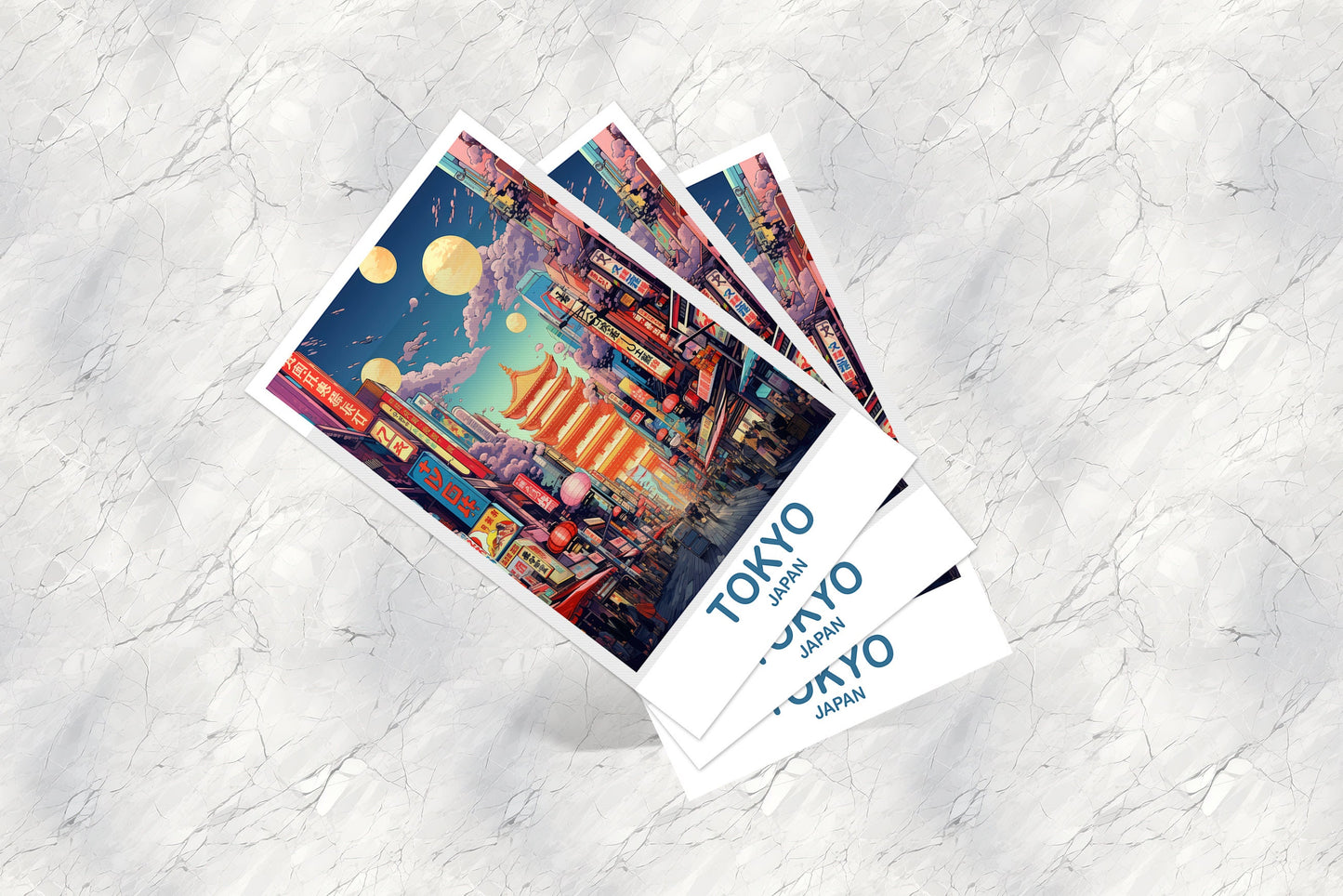 Tokyo Travel Art Postcard, Tokyo Skyline, Japan Wall Art Postcard, City Skyline Postcard, Vibrant Sunset, Travel Postcard | T2AS_JATO2_P