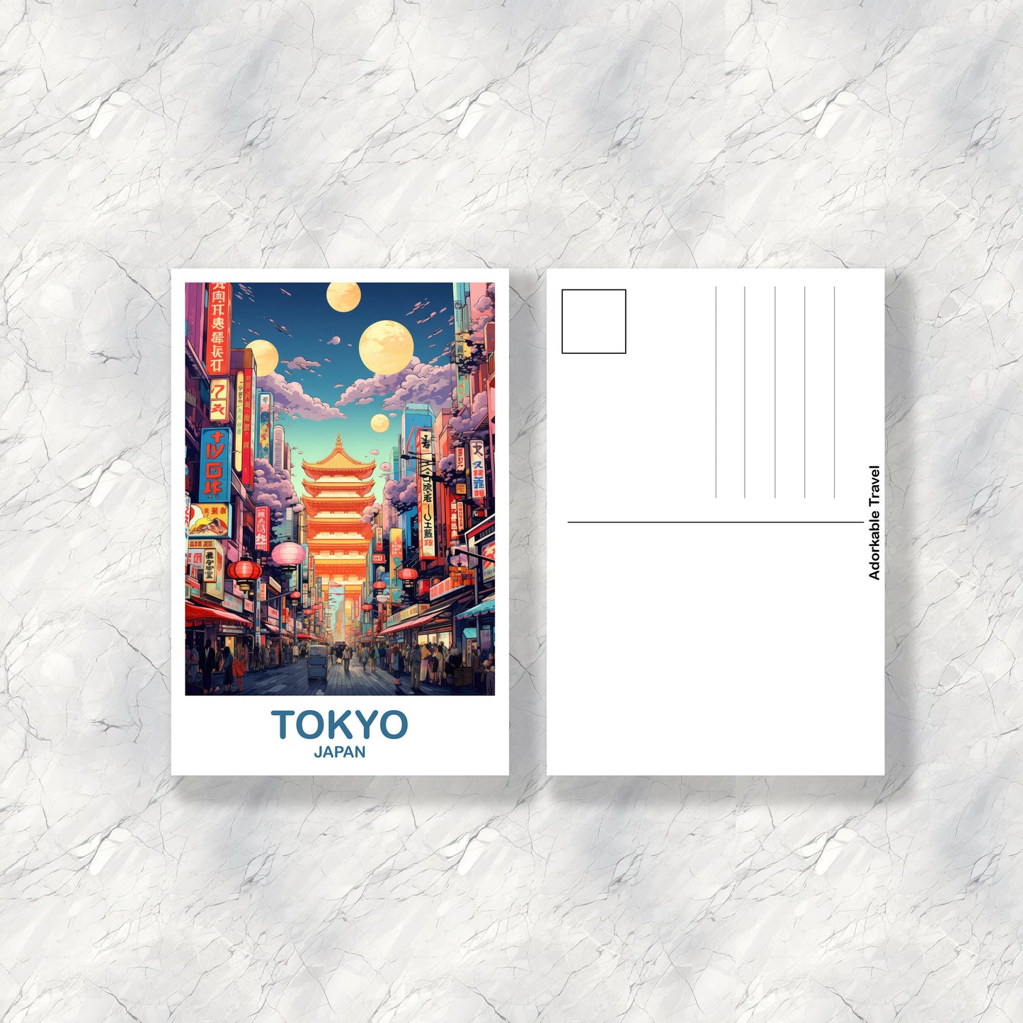Tokyo Travel Art Postcard, Tokyo Skyline, Japan Wall Art Postcard, City Skyline Postcard, Vibrant Sunset, Travel Postcard | T2AS_JATO2_P