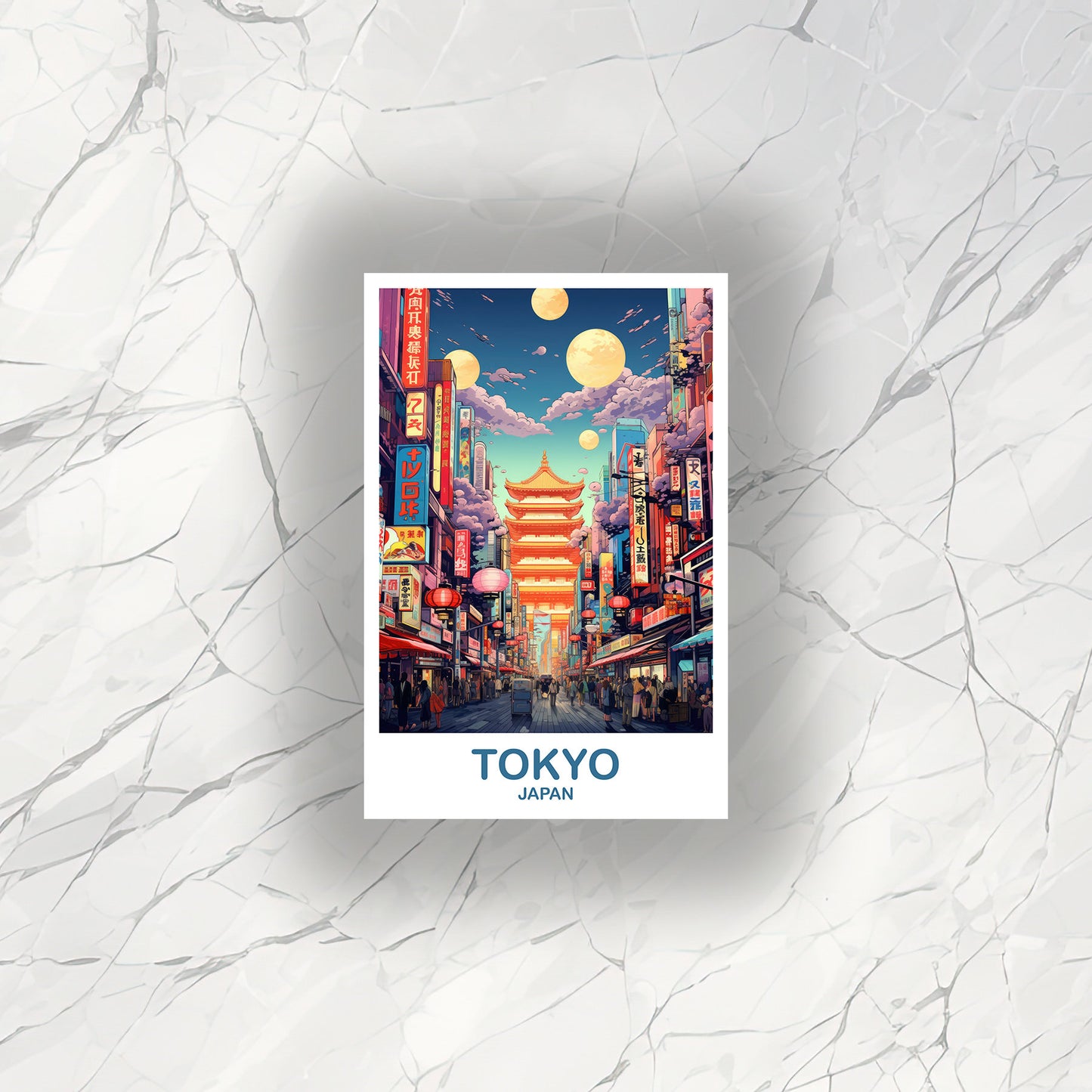 Tokyo Travel Art Sticker, Tokyo Skyline Sticker, Japan Art Sticker, City Skyline Sticker, Vibrant Sunset, Travel Sticker | T2AS_JATO2_S