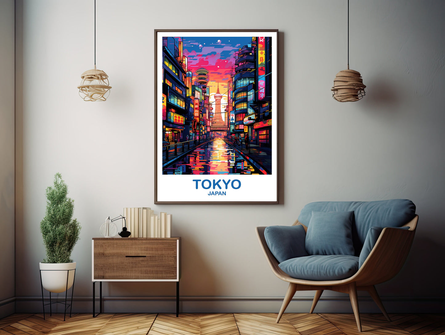 Tokyo Travel Wall Art, Tokyo Skyline, Japan Wall Art Poster, City Skyline Wall Art, Vibrant Sunset, Travel Wall Art | T2AS_JATO3