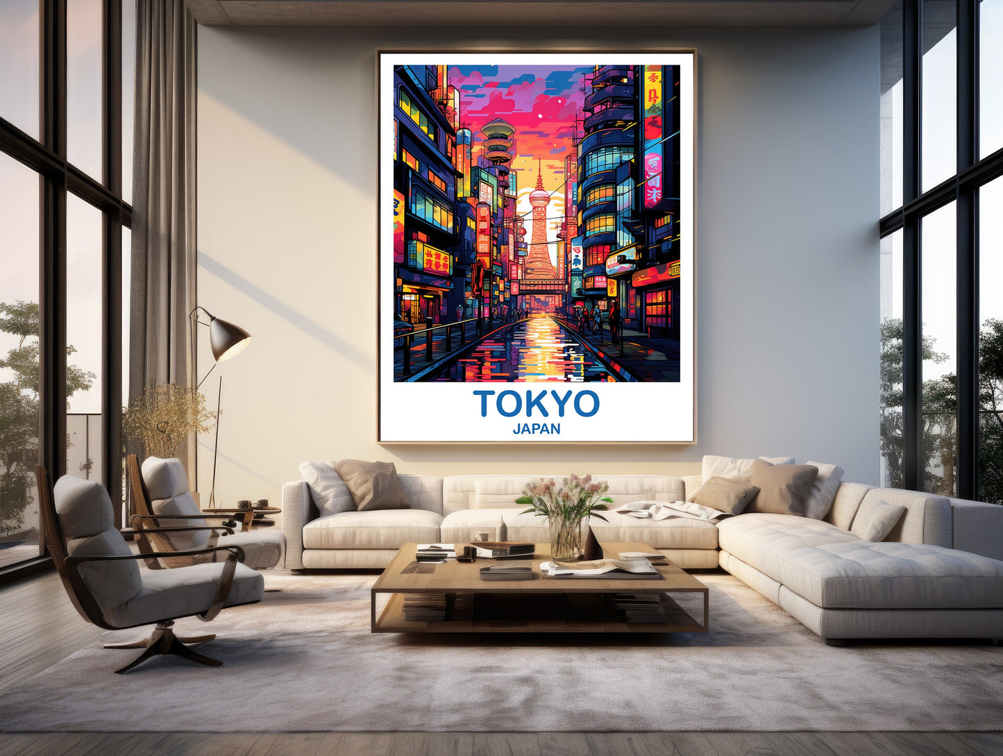 Tokyo Travel Wall Art, Tokyo Skyline, Japan Wall Art Poster, City Skyline Wall Art, Vibrant Sunset, Travel Wall Art | T2AS_JATO3