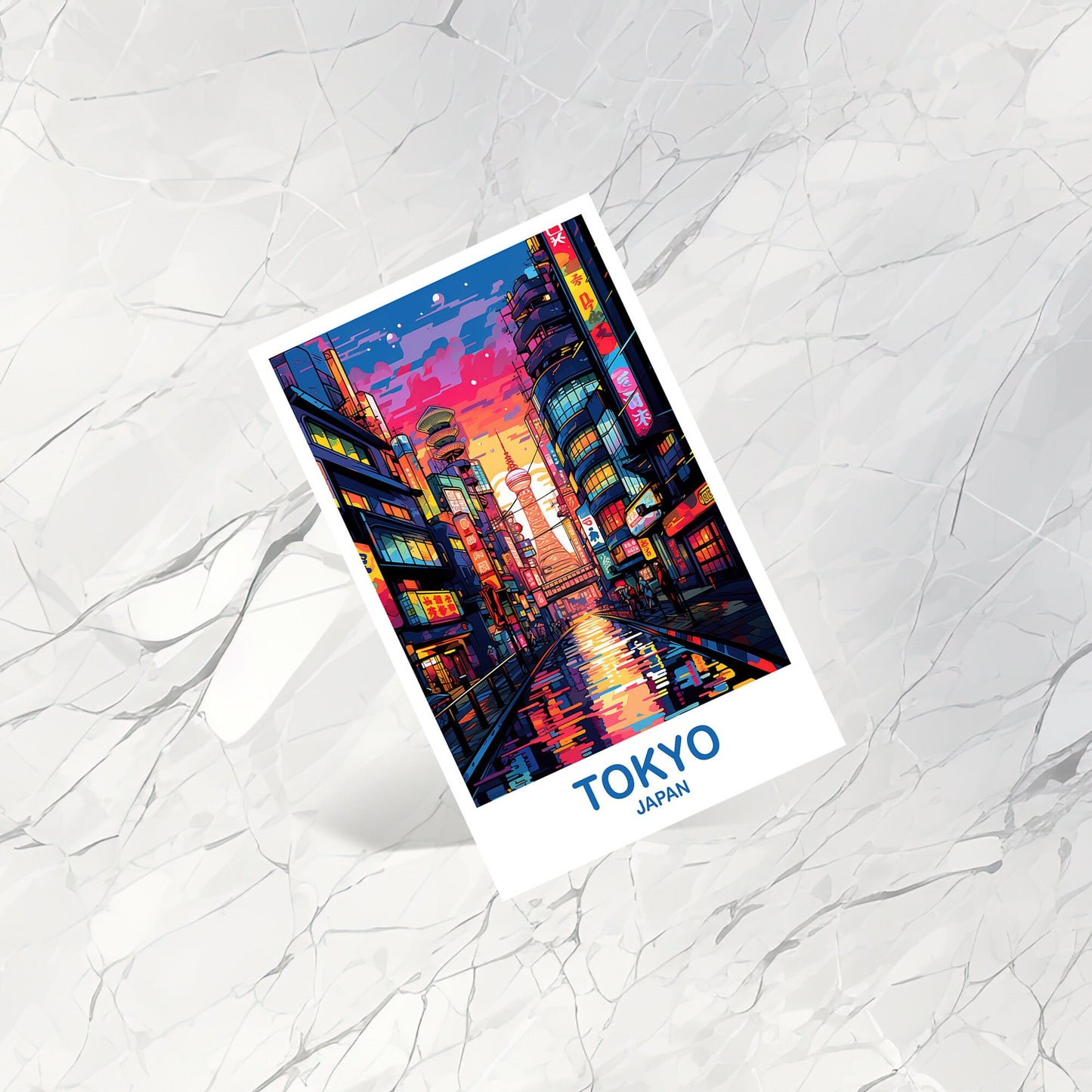 Tokyo Travel Art Postcard, Tokyo Skyline, Japan Wall Art Postcard, City Skyline Postcard, Vibrant Sunset, Travel Postcard | T2AS_JATO3_P