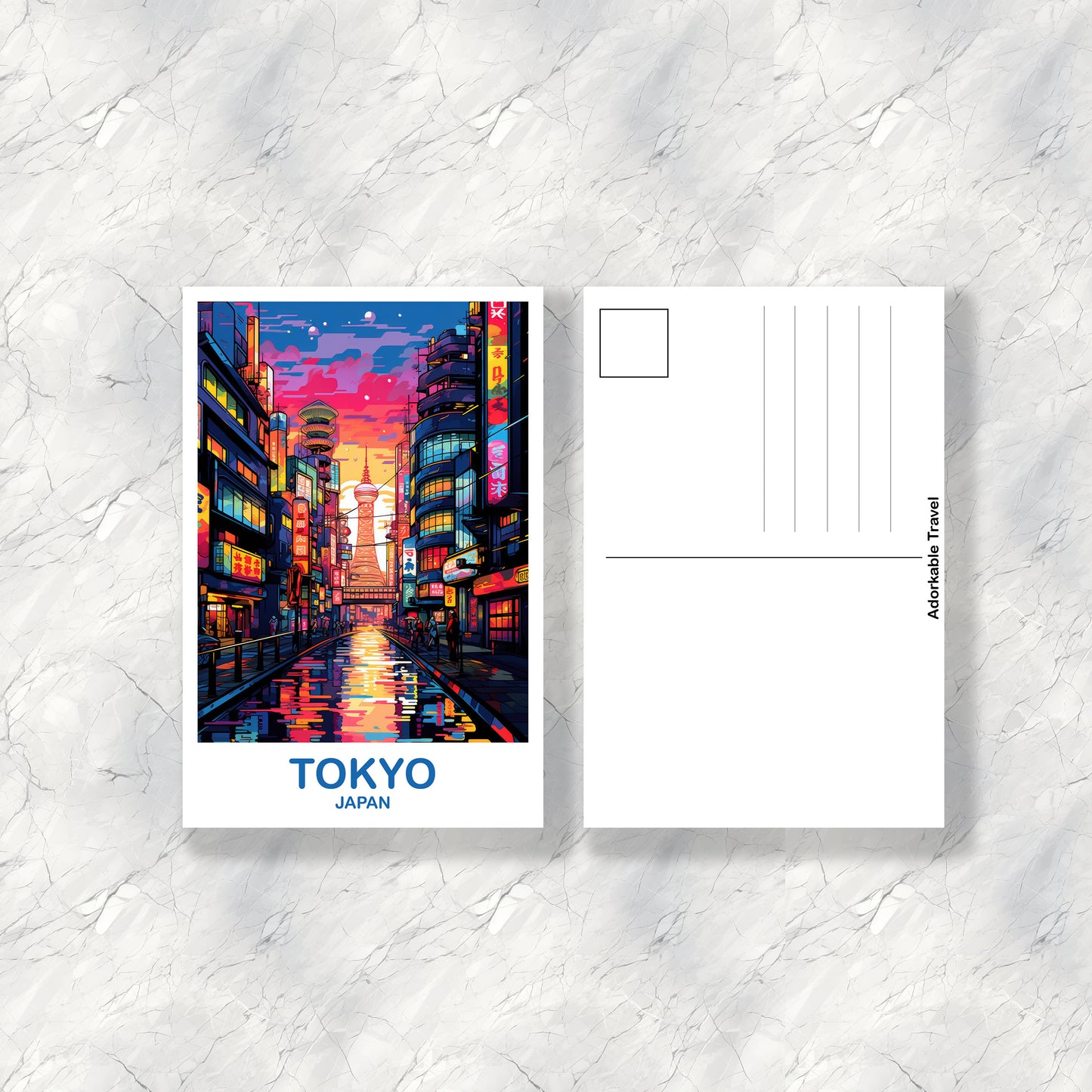 Tokyo Travel Art Postcard, Tokyo Skyline, Japan Wall Art Postcard, City Skyline Postcard, Vibrant Sunset, Travel Postcard | T2AS_JATO3_P