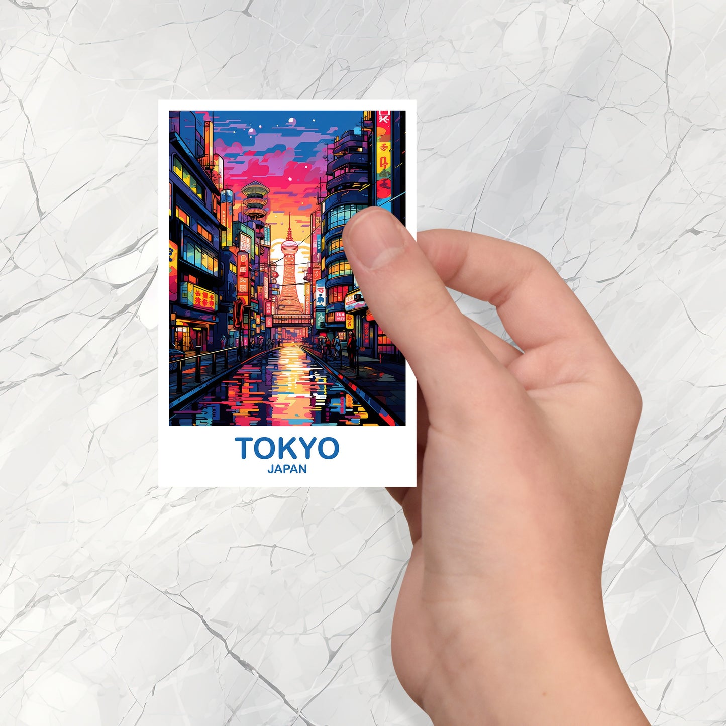 Tokyo Travel Art Sticker, Tokyo Skyline Sticker, Japan Art Sticker, City Skyline Sticker, Vibrant Sunset, Travel Sticker | T2AS_JATO3_S