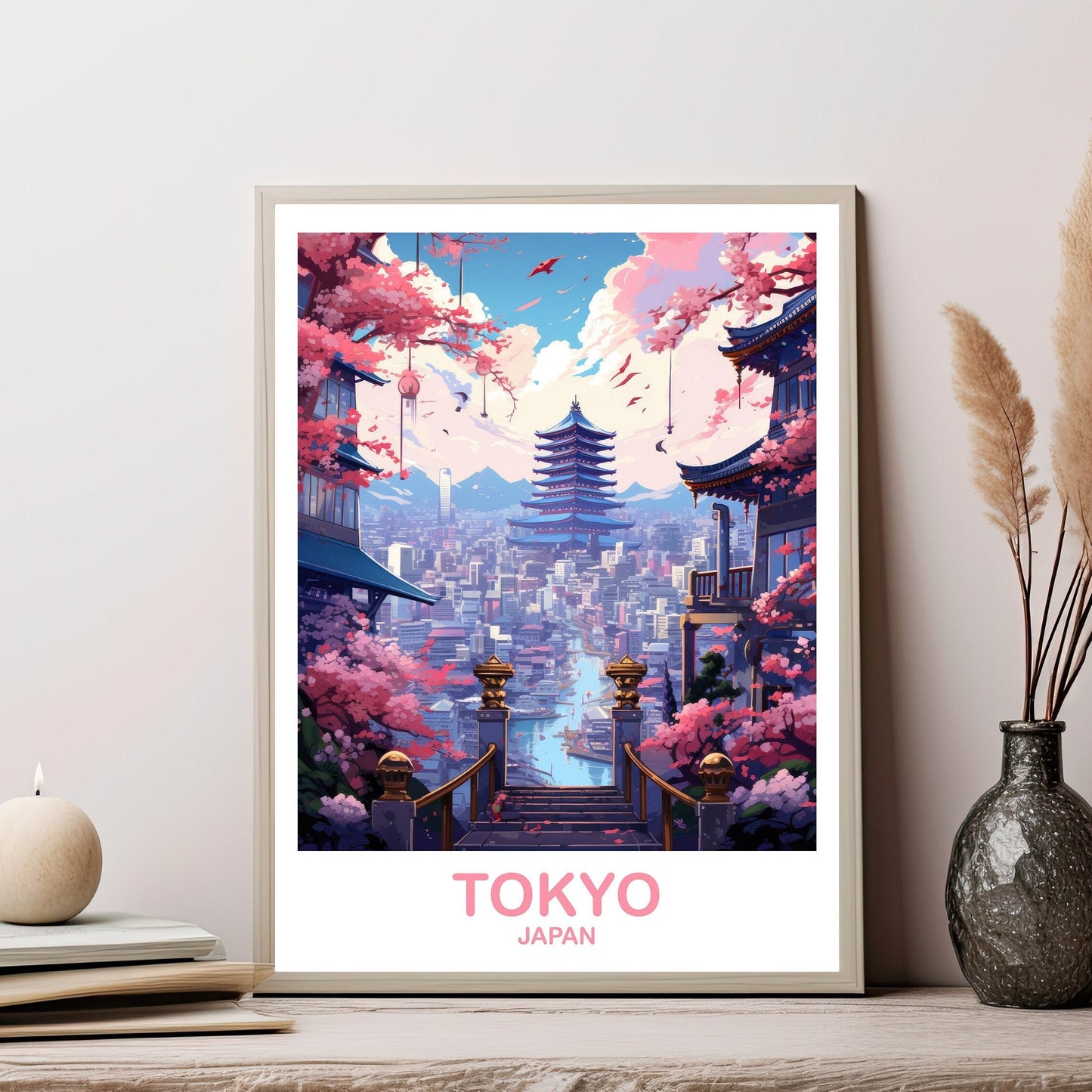 Tokyo Travel Wall Art, Tokyo Skyline, Japan Wall Art Poster, City Skyline Wall Art, Vibrant Sunset, Travel Wall Art | T2AS_JATO4