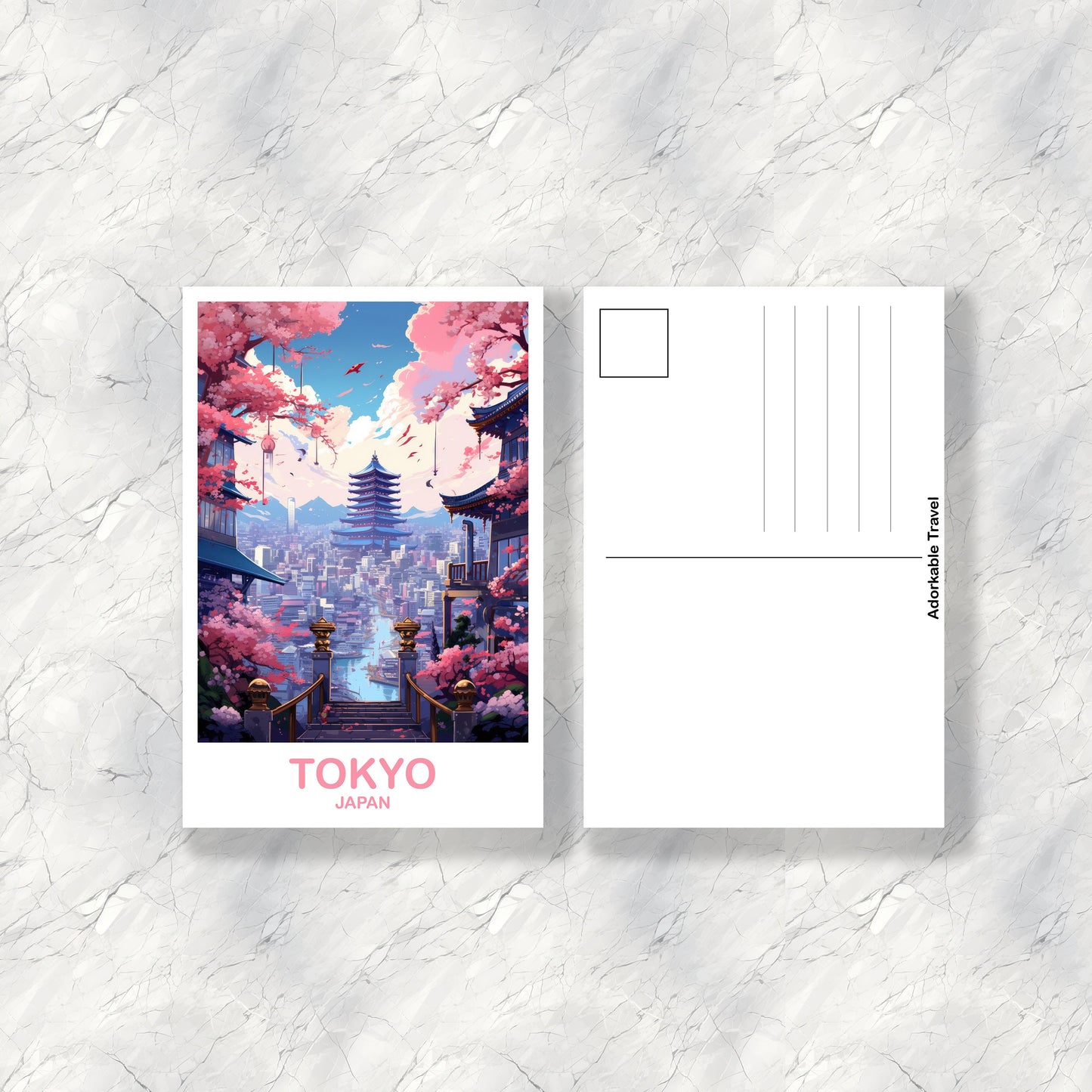 Tokyo Travel Art Postcard, Tokyo Skyline, Japan Wall Art Postcard, City Skyline Postcard, Vibrant Sunset, Travel Postcard | T2AS_JATO4_P