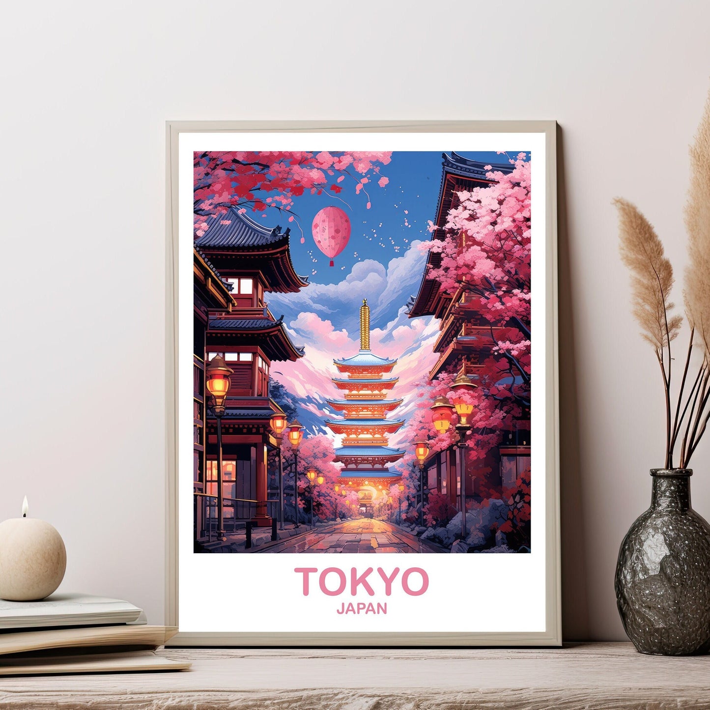 Tokyo Travel Wall Art, Tokyo Skyline, Japan Wall Art Poster, City Skyline Wall Art, Vibrant Sunset, Travel Wall Art | T2AS_JATO5
