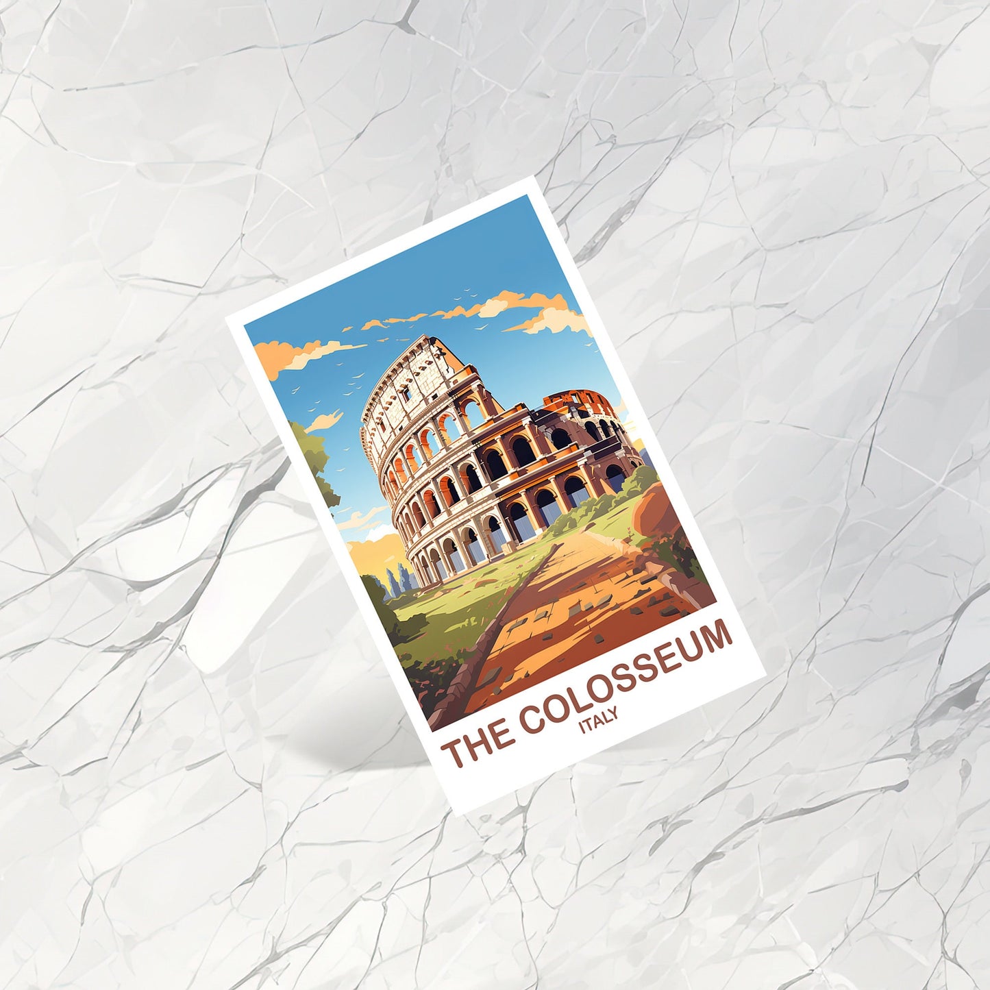 Colosseum Travel Art Postcard, 7 Wonders Travel Art, Rome Travel Art, Italy Postcard, Rome Travel Art, Italy Travel Wall Art | T2EU_ITRO3_P