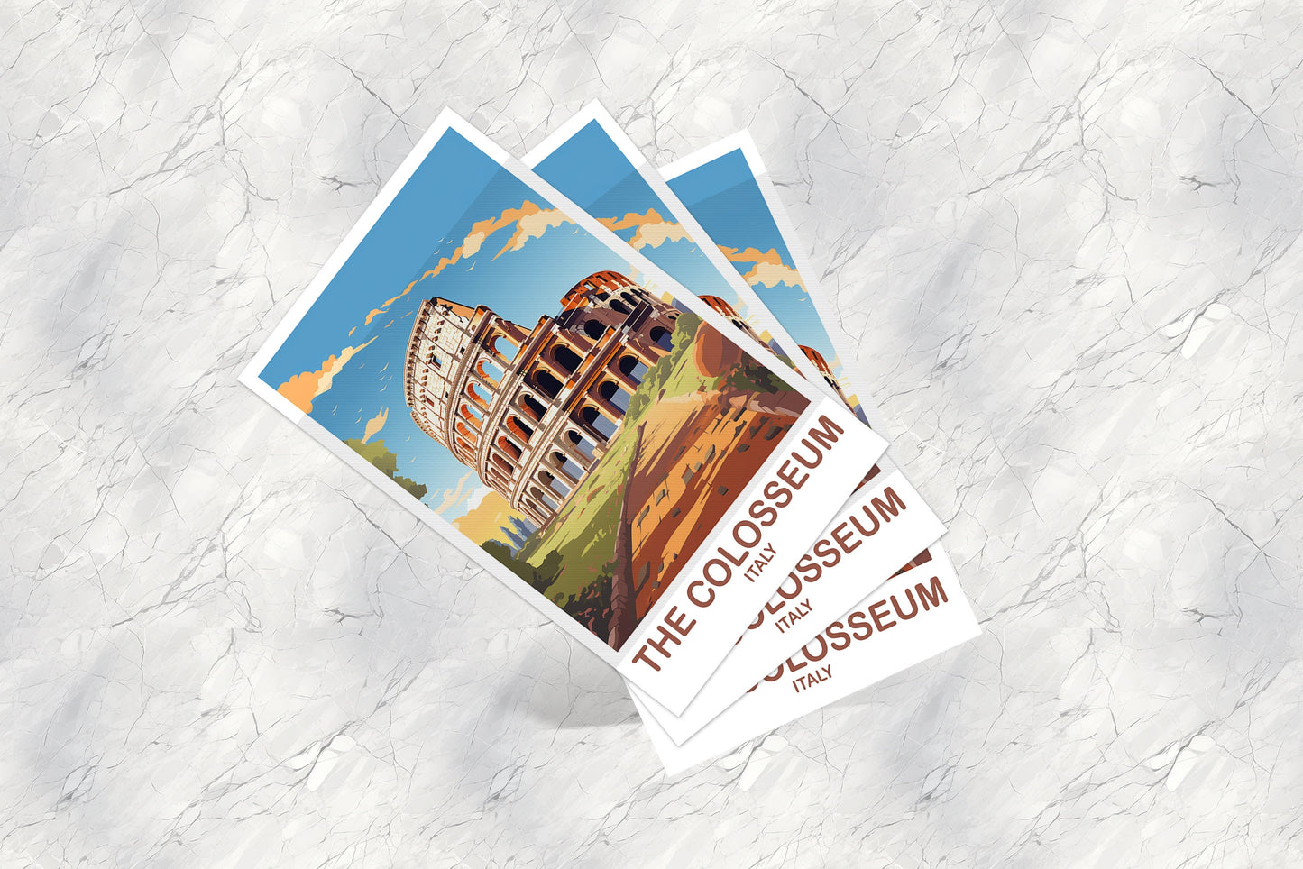 Colosseum Travel Art Postcard, 7 Wonders Travel Art, Rome Travel Art, Italy Postcard, Rome Travel Art, Italy Travel Wall Art | T2EU_ITRO3_P
