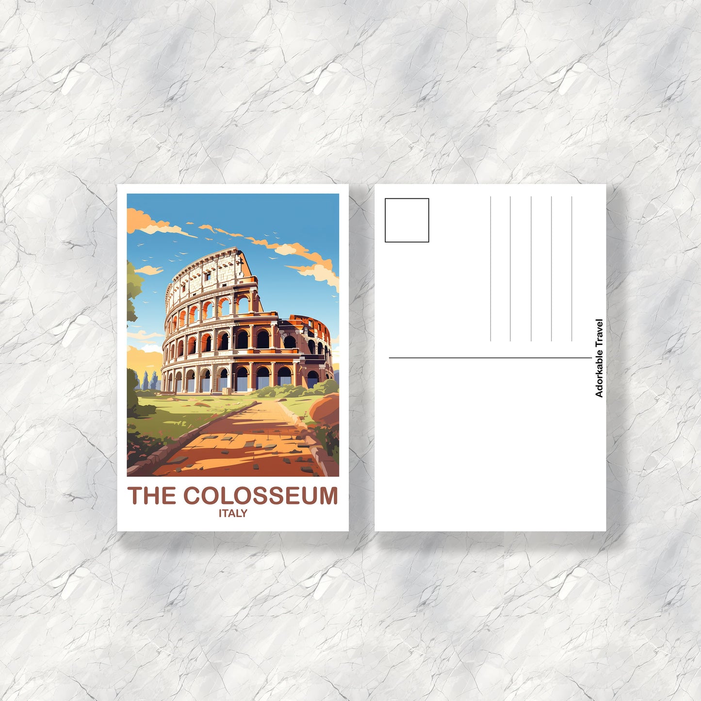 Colosseum Travel Art Postcard, 7 Wonders Travel Art, Rome Travel Art, Italy Postcard, Rome Travel Art, Italy Travel Wall Art | T2EU_ITRO3_P