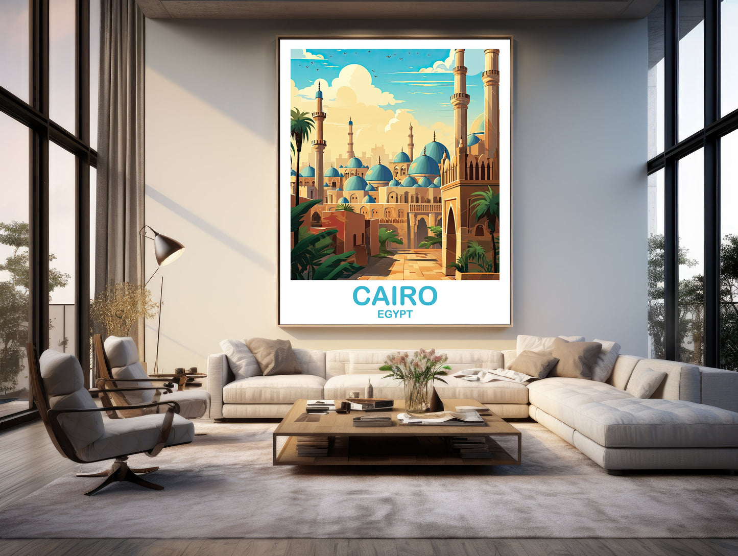 Cairo Travel Wall Art, Egypt Skyline, Cairo Egypt Wall Art Poster, City Skyline Wall Art, Travel Wall Art, Africa Travel Art | T2AF_EGCA3