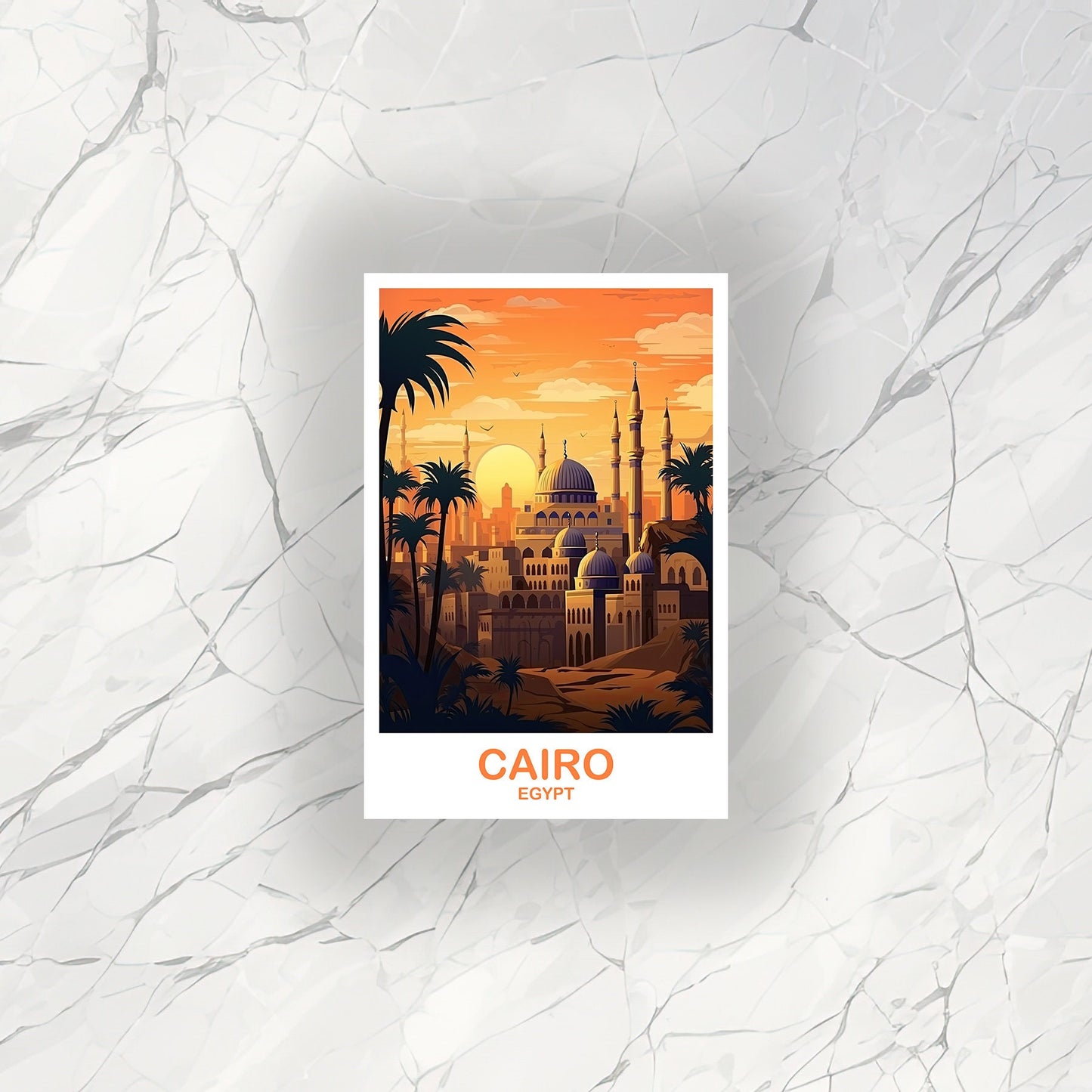 Cairo Travel Sticker Art, Egypt Skyline, Cairo Egypt Sticker Art, City Skyline Wall Art, Travel Art, Africa Travel Sticker | T2AF_EGCA2_S