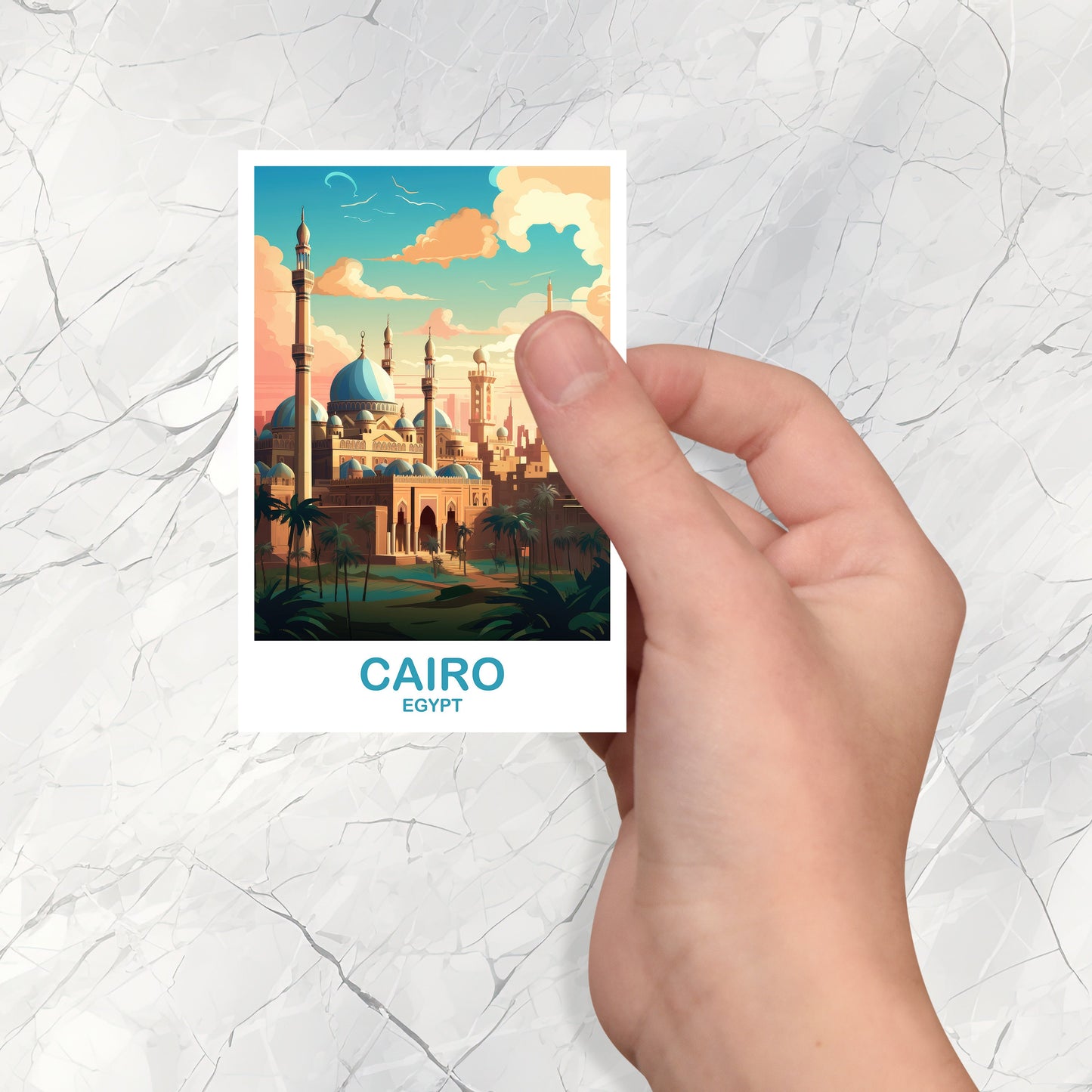 Cairo Travel Sticker Art, Egypt Skyline, Cairo Egypt Sticker Art, City Skyline Wall Art, Travel Art, Africa Travel Sticker | T2AF_EGCA4_S
