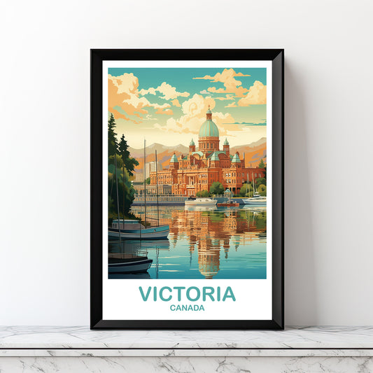 Victoria Travel Wall Print, BC Travel Wall Art, Victoria Wall Art Poster, City Skyline Wall Art, Vicotria British Columbia | DT2NA_BCVI1