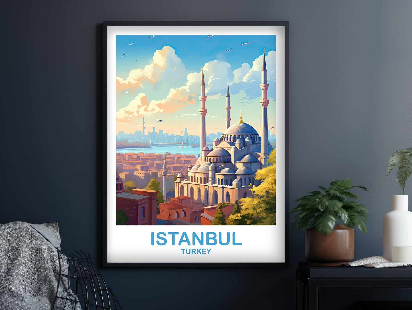 Istanbul Travel Wall Art, Istanbul Turkey Wall Art, Turkey Wall Art Poster, City Skyline Turkey Travel Wall Art | T2EU_TUIS1
