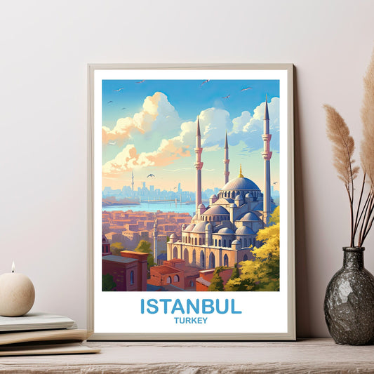 Istanbul Travel Wall Art, Istanbul Turkey Wall Art, Turkey Wall Art Poster, City Skyline Turkey Travel Wall Art | T2EU_TUIS1