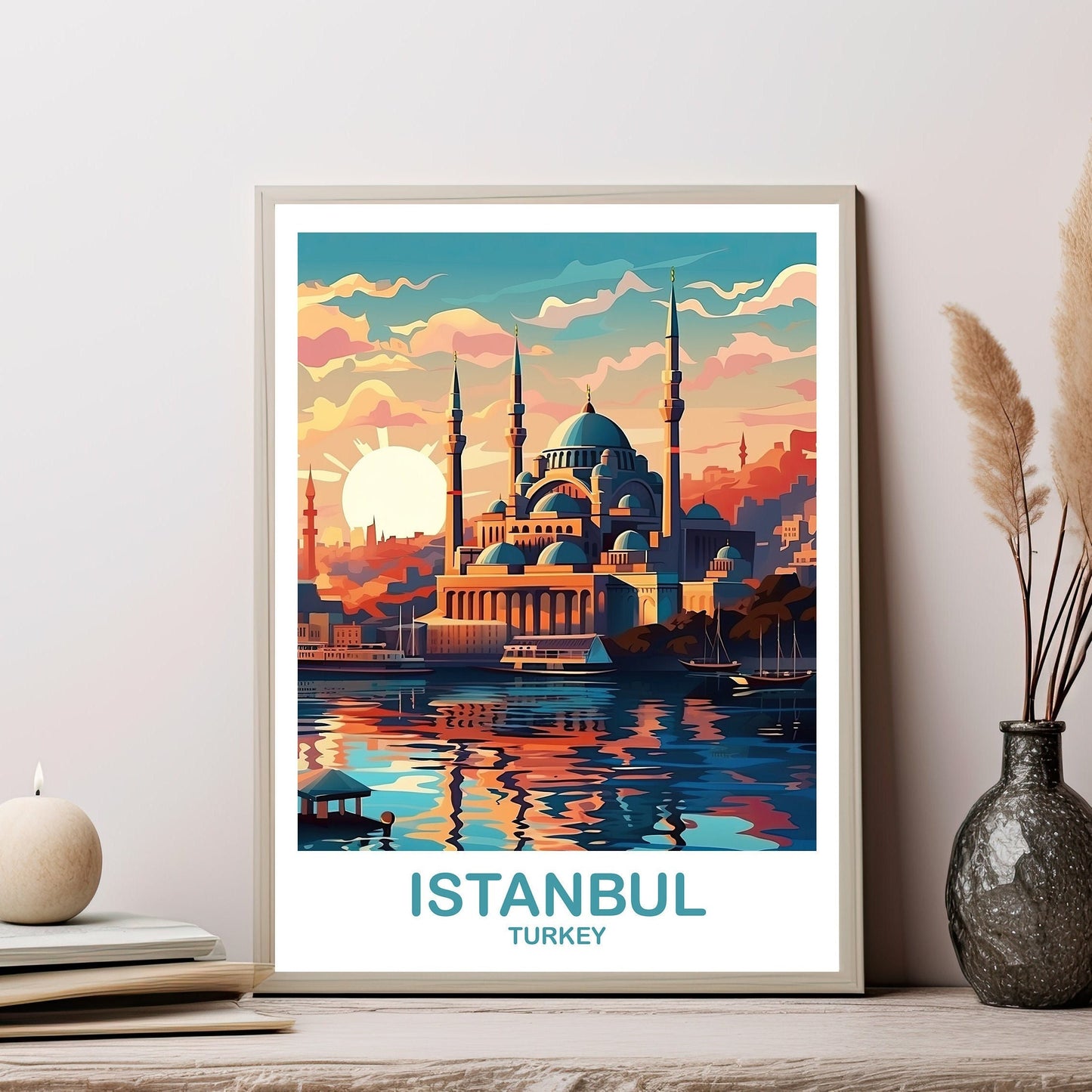 Istanbul Travel Wall Art, Istanbul Turkey Wall Art, Turkey Wall Art Poster, City Skyline Turkey Travel Wall Art | T2EU_TUIS2