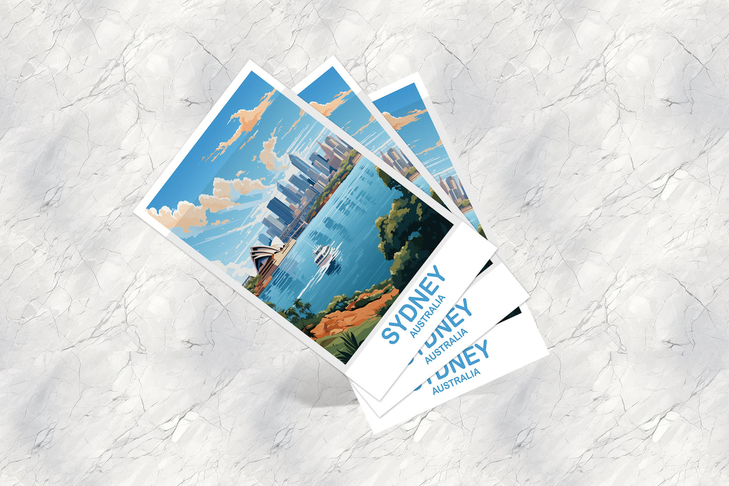 Sydney Travel Postcard Art, Australia Travel Art, Sydney Wall Art Postcard, City Skyline Wall Art, New South Wales | T2AU_NSWSY1_P