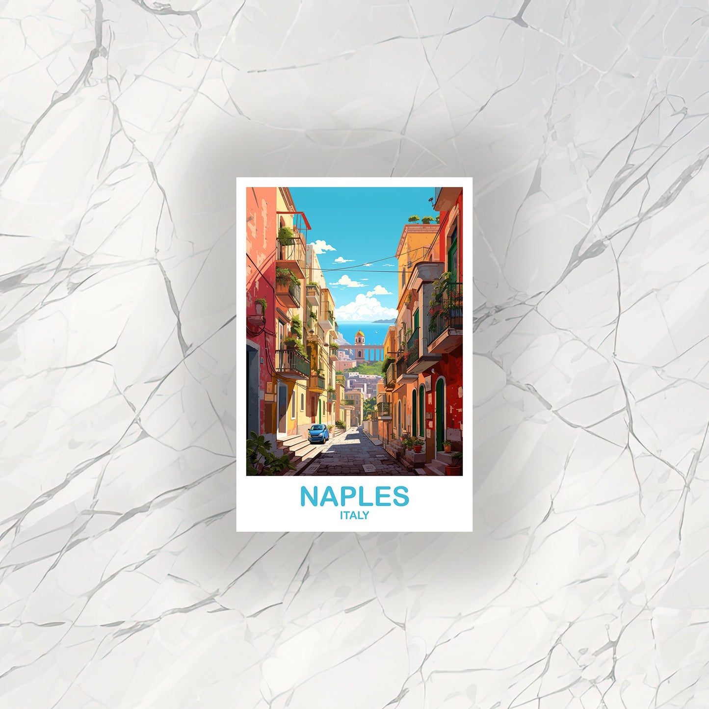 Naples Italy Travel Sticker, Naples Travel Art, Italy Poster, Naples Travel Sticker Art, Italy Travel Sticker Art | T2EU_ITNA1_S