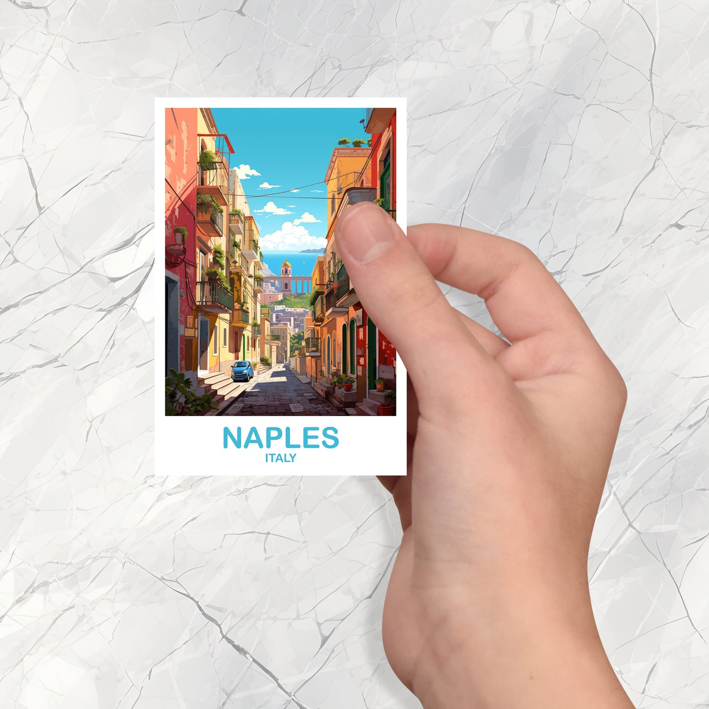 Naples Italy Travel Sticker, Naples Travel Art, Italy Poster, Naples Travel Sticker Art, Italy Travel Sticker Art | T2EU_ITNA1_S